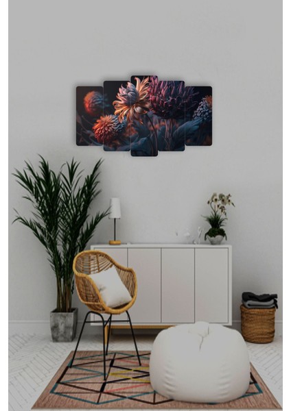 Çiçekler 5 Parçalı Mdf Tablo Hediyelik Eşya
