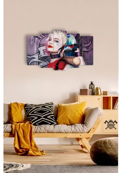 Harley Quinn 5 Parçalı Mdf Tablo Hediyelik Eşya