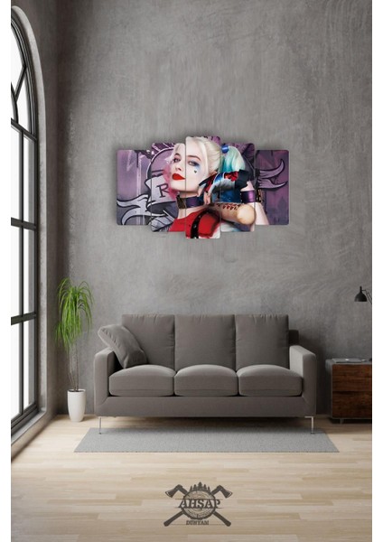 Harley Quinn 5 Parçalı Mdf Tablo Hediyelik Eşya