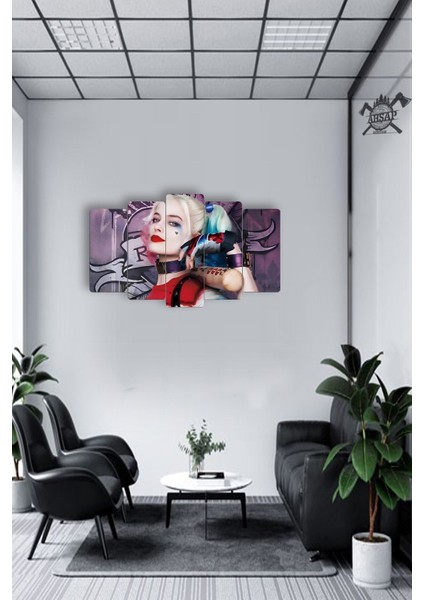 Harley Quinn 5 Parçalı Mdf Tablo Hediyelik Eşya