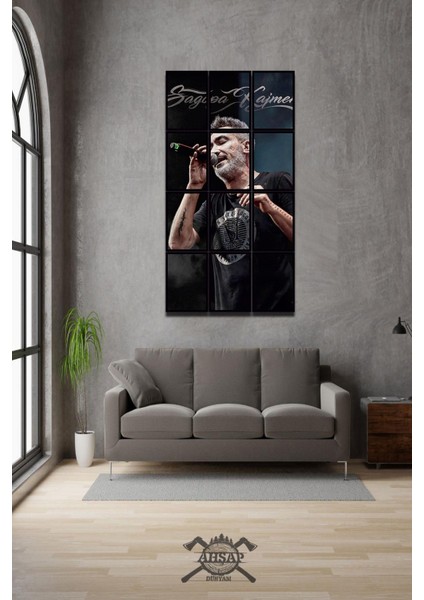 12 Parça Sagopa Kajmer Çerçeve Görünümlü Mdf Tablo Duvar Süsü Hediyelik Eşya (45 cm x 85 cm )