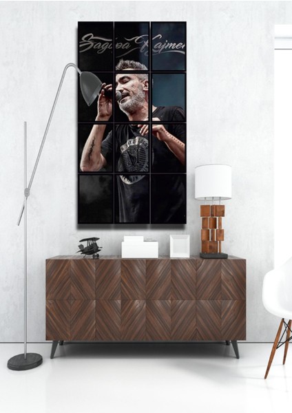 12 Parça Sagopa Kajmer Çerçeve Görünümlü Mdf Tablo Duvar Süsü Hediyelik Eşya (45 cm x 85 cm )