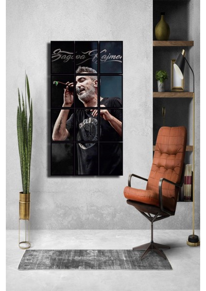 12 Parça Sagopa Kajmer Çerçeve Görünümlü Mdf Tablo Duvar Süsü Hediyelik Eşya (45 cm x 85 cm )