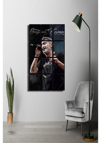 12 Parça Sagopa Kajmer Çerçeve Görünümlü Mdf Tablo Duvar Süsü Hediyelik Eşya (45 cm x 85 cm )