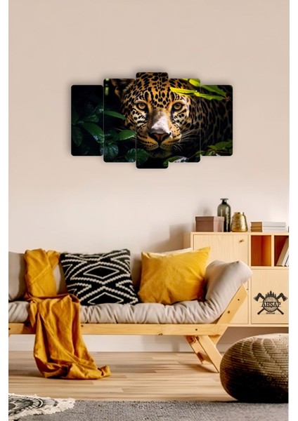 Leopar 5 Parçalı Mdf Tablo Hediyelik Eşya