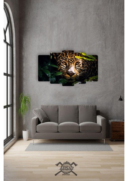 Leopar 5 Parçalı Mdf Tablo Hediyelik Eşya
