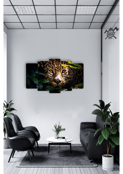 Leopar 5 Parçalı Mdf Tablo Hediyelik Eşya