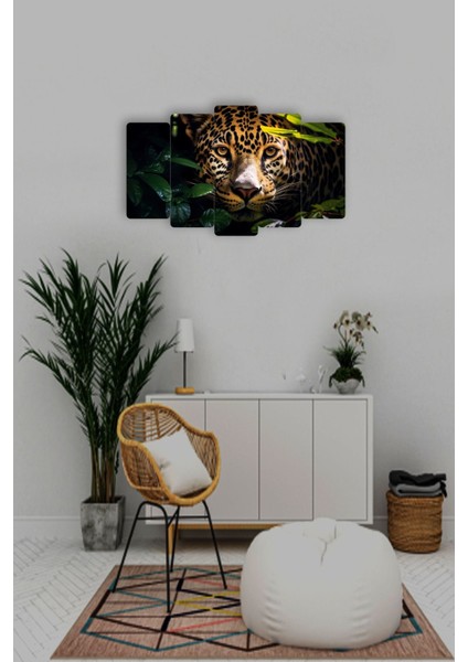 Leopar 5 Parçalı Mdf Tablo Hediyelik Eşya