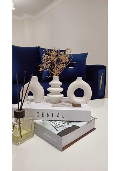 Minimal Biblo Set, 3'lü Dekoratif Bohem Minyatür Vazo