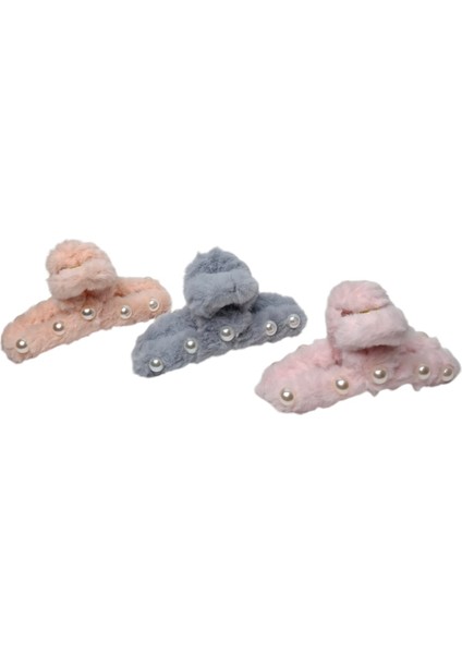 Peluş Inci Figürlü 3 Renk Mandal Toka 3 Lü Set modelleri