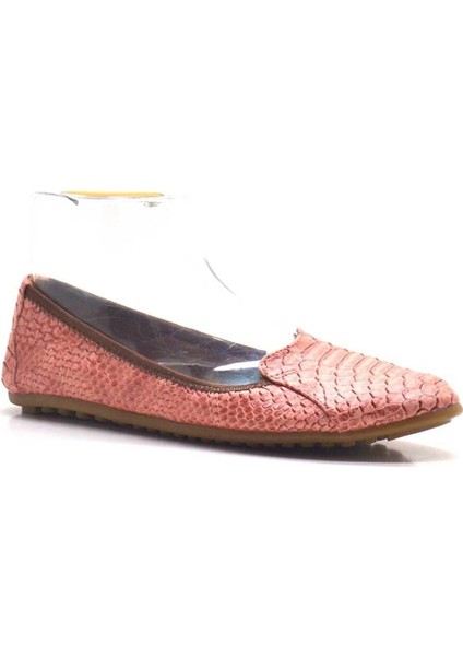 Pembe Croc Desenli Katlanabilir Kadın Babet