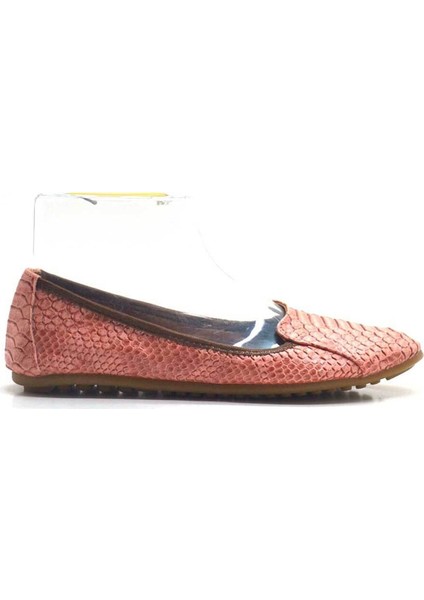 Pembe Croc Desenli Katlanabilir Kadın Babet