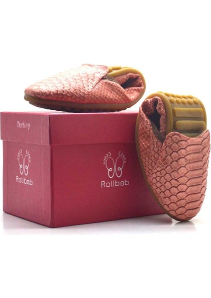Pembe Croc Desenli Katlanabilir Kadın Babet