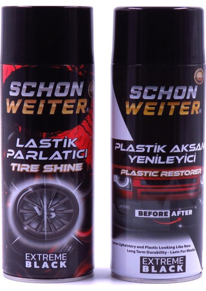 Araç Plastik Aksam Yenileyici 500ML, Lastik Parlatıcı 500ML, 2'li Avantajlı Set