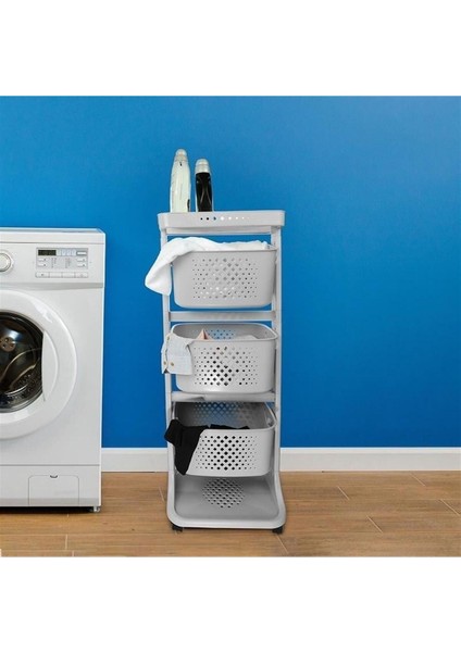 3 Katlı Çok Amaçlı Tekerlekli Sepet Titiz Kat Kat Organizer Banyo Mutfak Düzenleyici modelleri