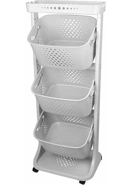 3 Katlı Çok Amaçlı Tekerlekli Sepet Titiz Kat Kat Organizer Banyo Mutfak Düzenleyici indirimleri