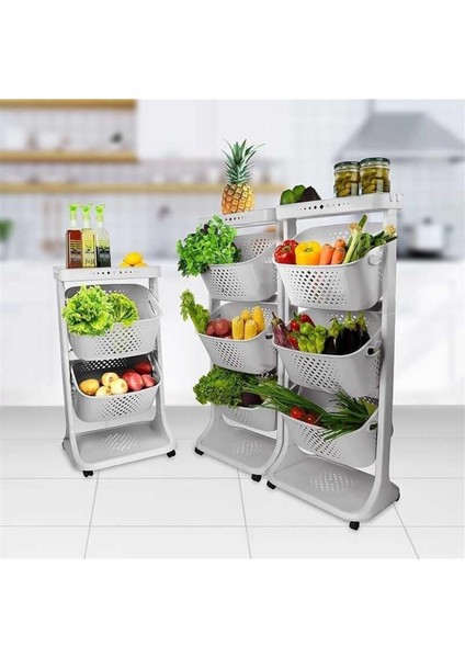 3 Katlı Çok Amaçlı Tekerlekli Sepet Titiz Kat Kat Organizer Banyo Mutfak Düzenleyici modelleri