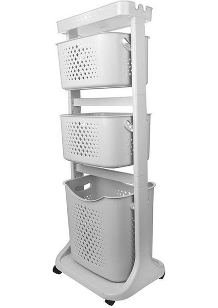 3 Katlı Sepet Titiz Kat Kat Organizer Çok Amaçlı Tekerlekli Banyo Mutfak Düzenleyici No.4 fiyatları