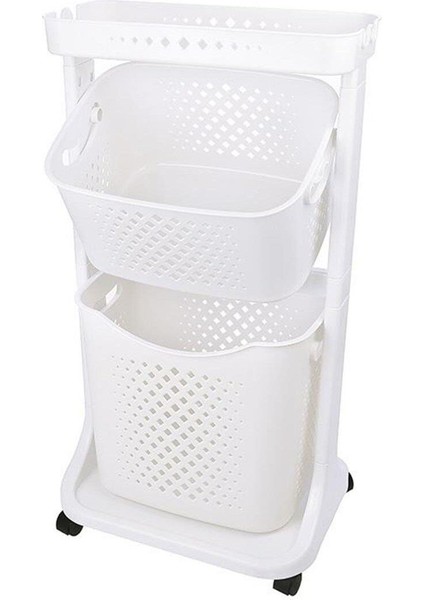 2 Katlı Sepet Titiz Kat Kat Organizer Çok Amaçlı Tekerlekli Banyo Mutfak Düzenleyici No2
