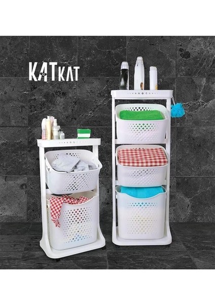 2 Katlı Sepet Titiz Kat Kat Organizer Çok Amaçlı Tekerlekli Banyo Mutfak Düzenleyici No2 modelleri