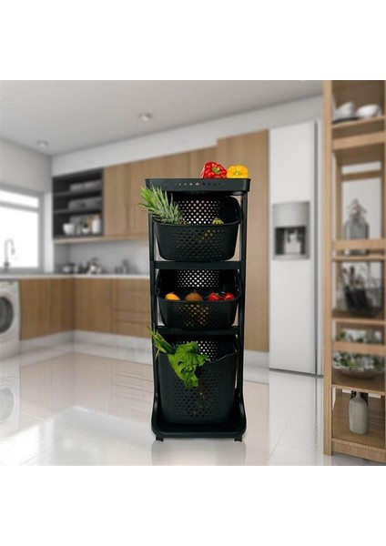 3 Katlı Sepet Titiz Kat Kat Organizer Çok Amaçlı Tekerlekli Banyo Mutfak Düzenleyici No4
