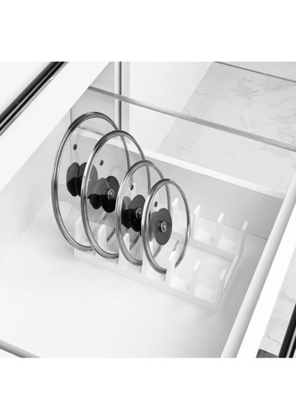 Tencere Kapak Düzenleyici, 6 Bölmeli Tencere Kapak Organizeri