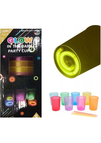 Karanlıkta Yanan Mega Glow Bardaklar 8 Adet modelleri