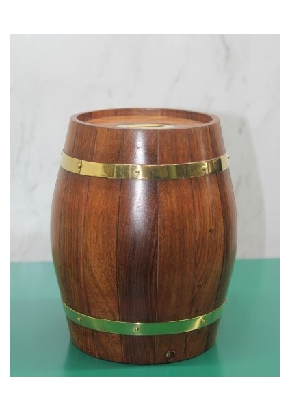 Pirinç Detaylı Fıçı Kumbara Model 3