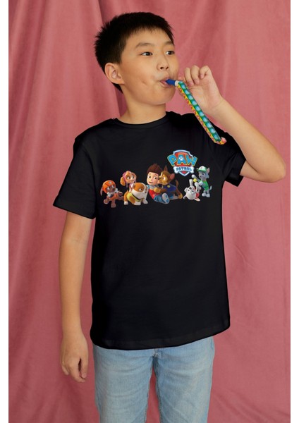 Paw Patrol Tişört Çocuk Siyah Pamuklu Tshirt