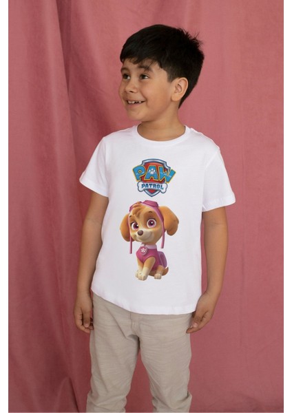 Paw Patrol Tshirt Skye Çocuk Tişört Beyaz