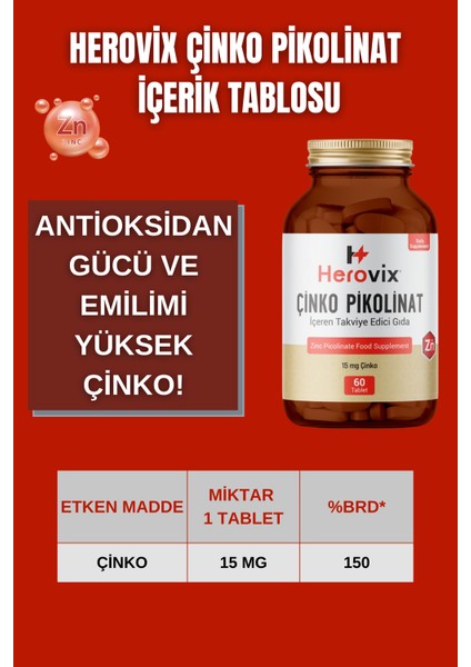 Çinko Pikolinat 60 Tablet 15 Mg