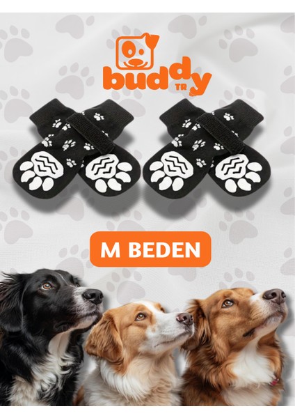 Anti - Skid Kayma Önleyici Köpek Çorabı - M Beden 4 Adet