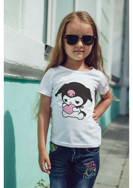 Kuromi Tişört Beyaz Kız Çocuk Tişört
