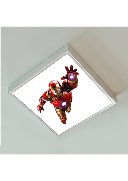 Iron Man Çocuk Odası LED Lamba, 60 x 60 Avize, 60WATT Cocuk Odası Avize, Modern Çerçeve