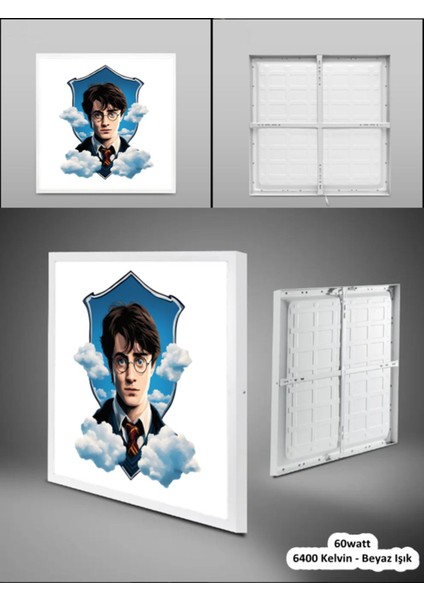 Çocuk Odası Harry Potter Avize, 60 x 60 Kare, Ledli Tavan Lambası, Ev Için Modern Avize, 60WATT, Beyaz
