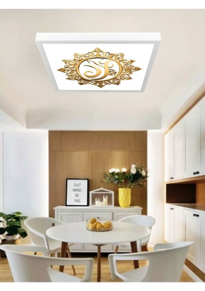 Ev Modern Avize, 60 cm x 60 cm Gold Bakılı LED Panel Armatür, 60WATT, Beyaz IŞIK,6400 Kelvin, Yeni Ürün fırsatları