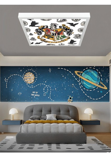 Harry Potter Ledli Çocuk Odası Avize, 60WATT, Beyaz Işık, 60 x 60 Modern Kare, Genç Odası Avize, Yeni modelleri