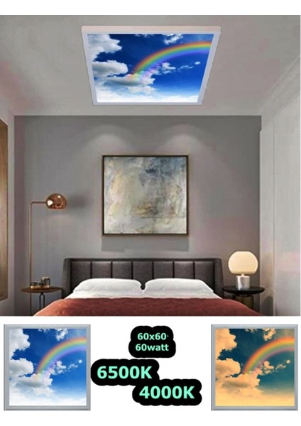 60WATT-HOMOJEN LED Panel 60 x 60 -Beyaz Kendinden Kasalı-Çocuk Yatak Odası Avize-Tavana Yapışık Lamba modelleri
