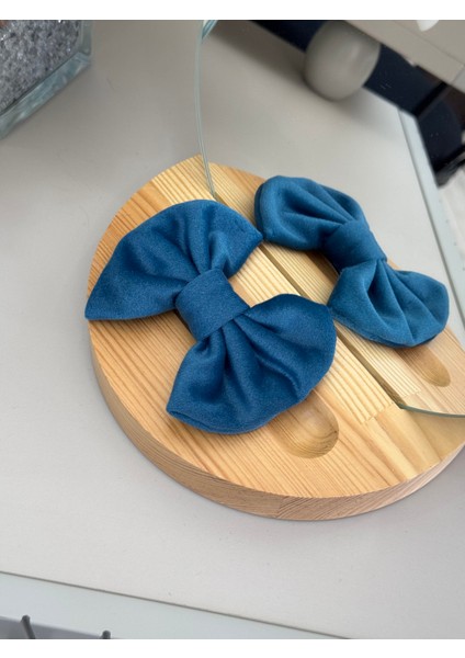 Mavi Kadife Klipsli Toka