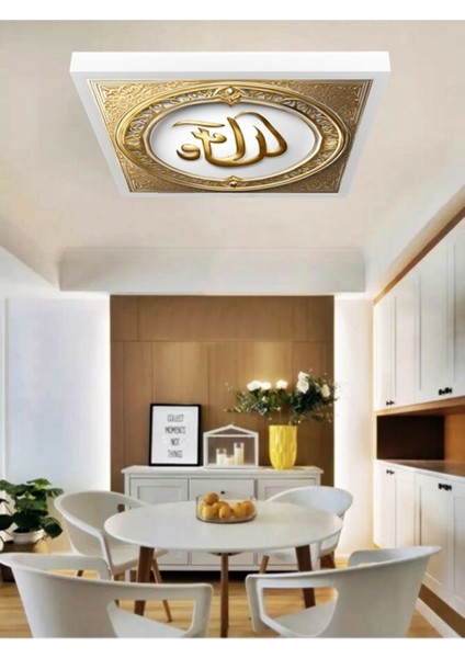 Ev Gold Baskılı Lüks Avize, 60 x 60 cm LED Panel, 60WATT Modern Lamba, Beyaz Işık, 6400 Kelvin, modelleri