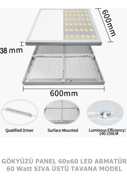 Spider Man Çocuk LED AVIZE-IŞIK-60W GÜÇ-60 x 60 Beyaz Kare Çerçeve- White Homojen Aydınlatma-Led Pcb- fırsatları