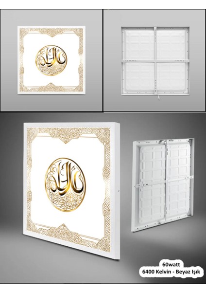 Gold Baskılı Salon LED Avize, 60 x 60 LED Panel, 60WATT,BEYAZ Işık, Baskılı LED Armatür, Ev Aydınlatma fiyatları