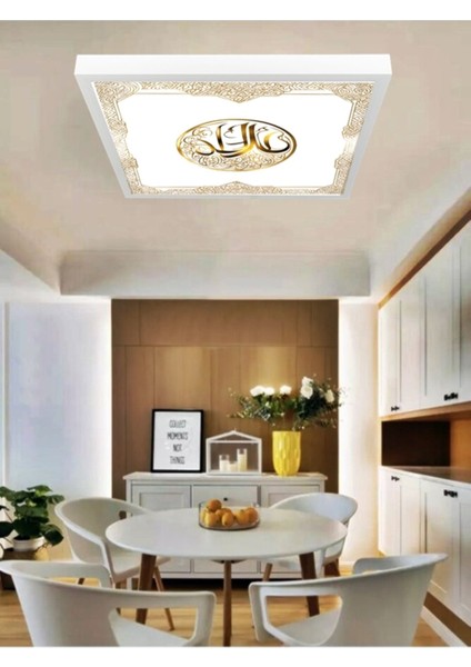 Gold Baskılı Salon LED Avize, 60 x 60 LED Panel, 60WATT,BEYAZ Işık, Baskılı LED Armatür, Ev Aydınlatma modelleri