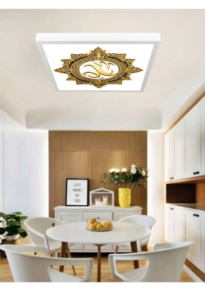 Gold Baskı Modern Avize, 60 x 60 LED Panel, 60WATT, LED Armatür, Baskılı LED PANEL, 6400K, BEYAZ Işık
