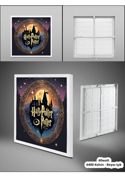 Çocuk Odası Harry Potter Avize, LED 60 x 60 Kare, Modern TASARIM, 60WATT Aydınlatma, Tavan Lambası
