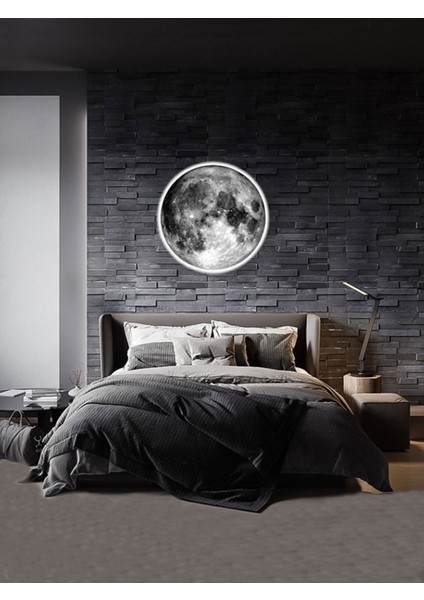 Moon LED Aplik, 30 cm Çap, LED 25WATT, Duvar Aplik, Yatak Odası Aplik, Duvar Lambası, Aplik Modelleri