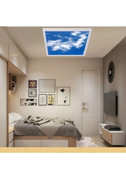 Modern Yeni Nesil 60 x 60 Ledli-Tavan Avize-Bulutlu GÖKYÜZÜ-54WATT-TAVANA Yapışık Lamba-Salon Avize-Uv