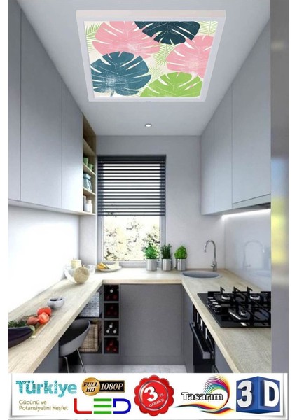 60 cm x 60 cm -60WATT -Led Avize,pink Model Özel Tasarım Tavan Aydınlatma,modern Çerçeve