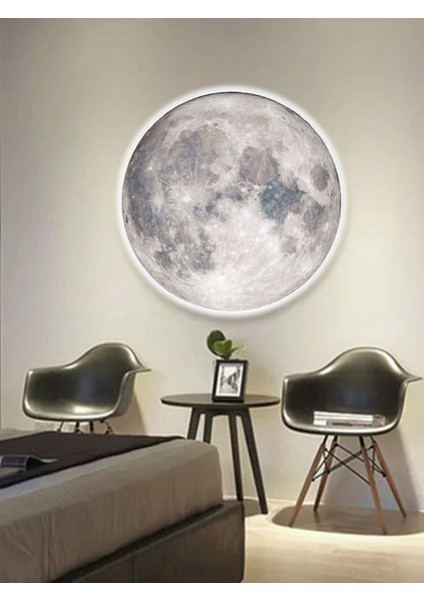 Salon Aplik Trend Ürün Moon LED Aplik 30 cm Çap LED 25 Watt Modern Duvar Aplik Yatak Odası Aplik
