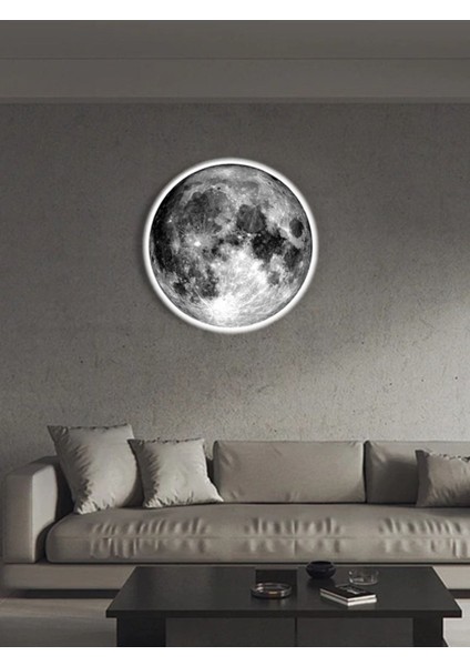 Moon LED Aplik, 30 cm Çap, LED 25WATT, Modern,duvar Aplik,yatak Odası Aplik, Duvar Lambası, LED Aplik